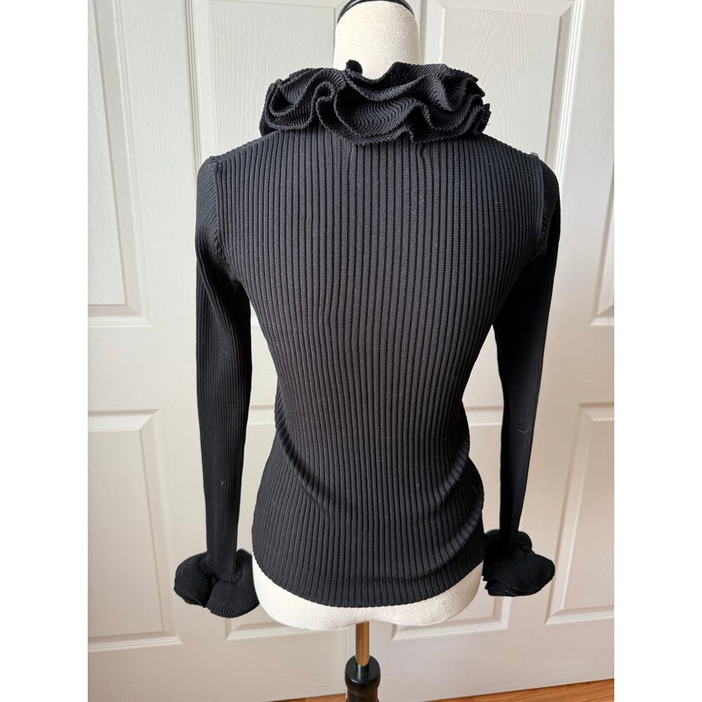 Sheridan Creations Black Ruffle Sweater 60s 70s Vintage Romantic Whimsygoth Sz S - Picture 2 of 5
